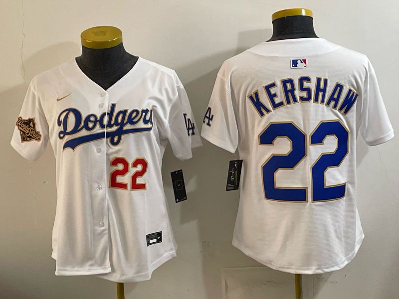 Youth 2026 Los Angeles Dodgers #22 Kershaw White Gold Game Nike MLB Jersey style 04